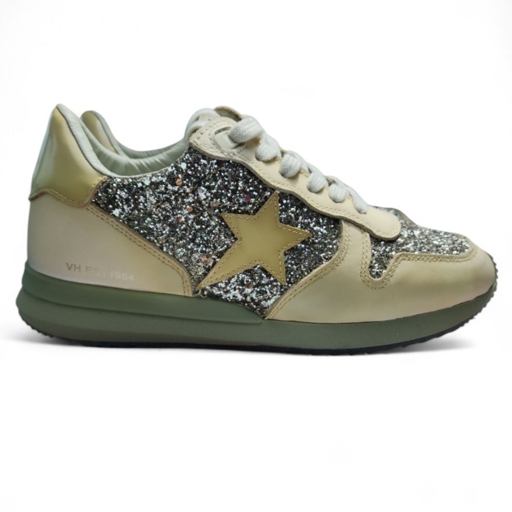 New Vintage Havana Leather Splendid Sneakers With Embellishments Olive Green 6.5 - Picture 1 of 10
